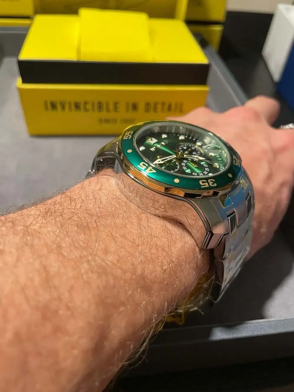 Invicta Pro Diver SCUBA Men’s Watch 48mm Steel Gold Green 40191